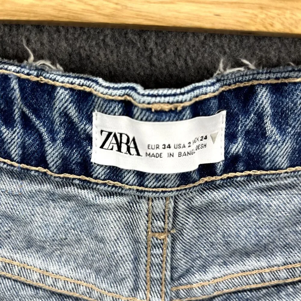 ZARA‎ Outfit Top Small Shorts 2 Jeans womens Pink Blue knit sleeveless raw denim